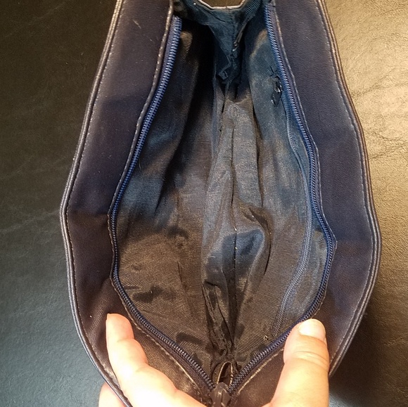 3 for $20 - Navy 80s Zipper Oversize Clutch Purse - Picture 4 of 5